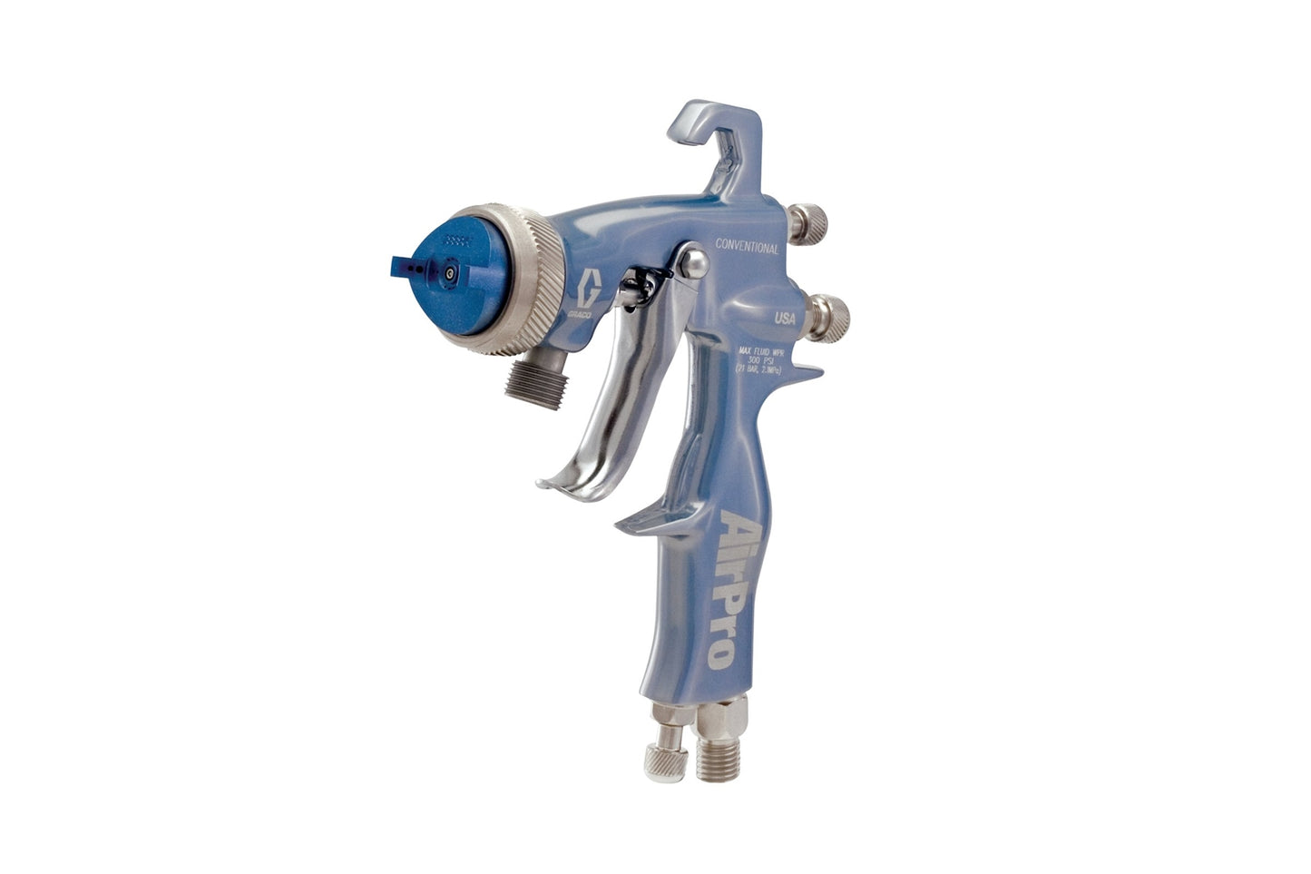 GRACO AirPro Air Spray Pressure Feed Gun, Conventional, 0.042 inch (1.1 mm) Nozzle, SST Tip, for General Metal Applications (Part No. 24U187)
