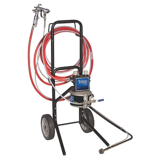 GRACO Triton Alum Spray Package, Cart, 60 psi Regulator, Suction, Air & Fluid Hoses, AirPro HVLP Gun .040 in (1.0 mm) Nozzle for Wood Applications (Part No. 289638)