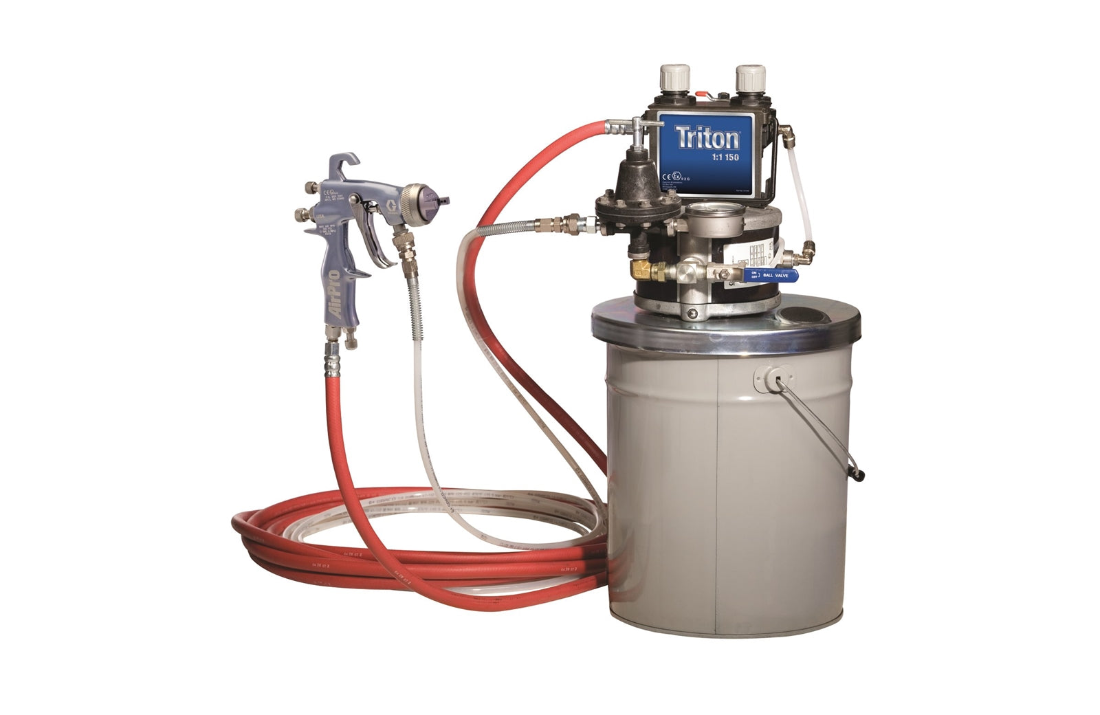 GRACO Triton SST Spray Package, Pail, 60 psi Regulator, Suction, Air & Fluid Hoses, AirPro Compliant Gun .040 in (1.0 mm) Nozzle for Wood (Part No. 289643)