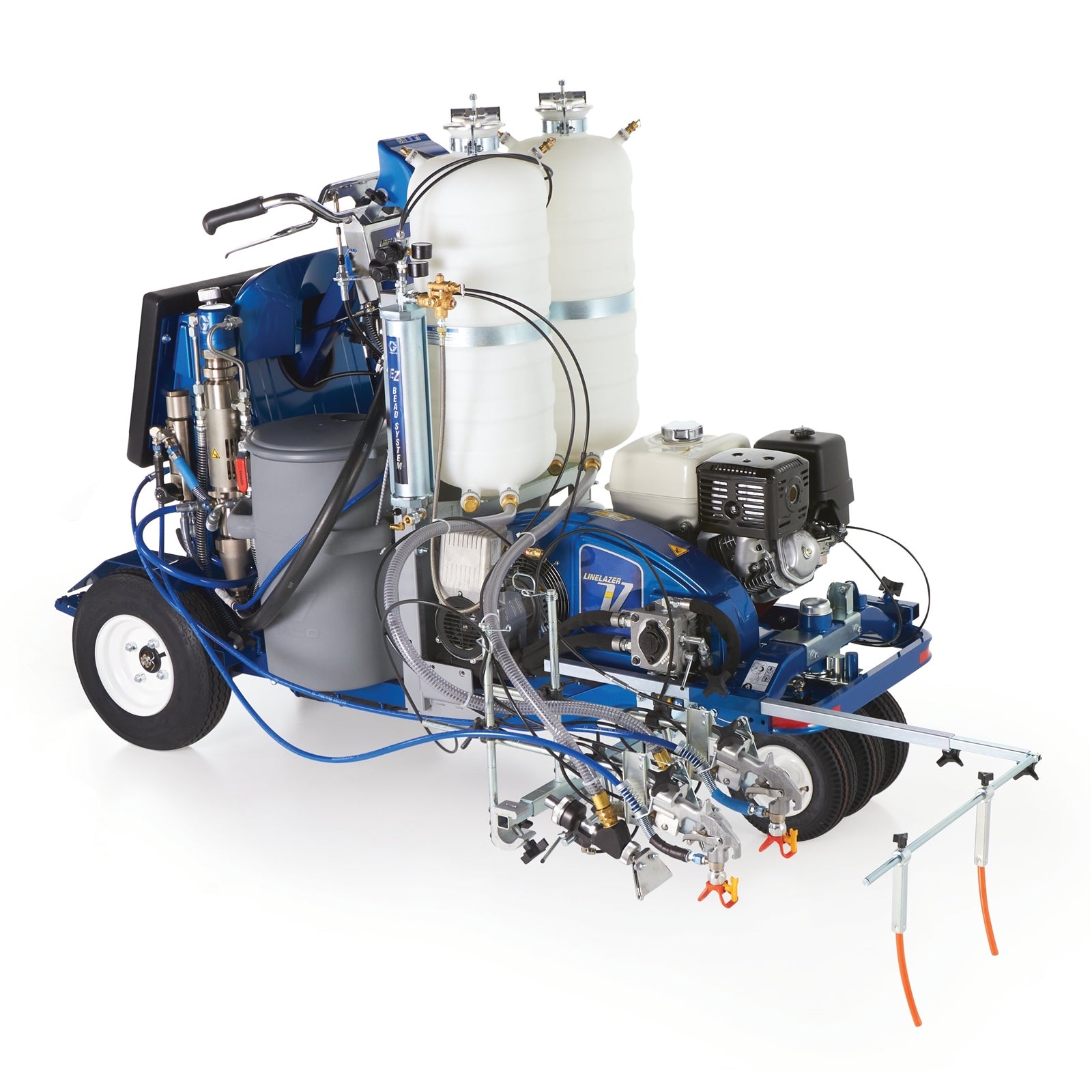 GRACO LineLazer V 250DC HP Reflective Series Self-Propelled Gas Hydraulic Airless Line Striper, 2 Auto Guns, 2 Tanks (Part No. 17H473)