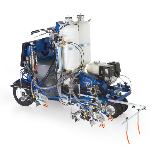 GRACO LineLazer V 250DC HP Reflective Series Self-Propelled Gas Hydraulic Airless Line Striper, 3 Auto Guns, 2 Tanks (Part No. 17H474)