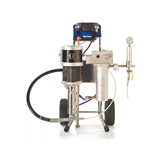 GRACO 28:1 Merkur Airless Package, 2 gpm (7.5 lpm) Flow, Cart Mount, 120V Heater, XTR5+ Gun (Part No. G28C05)
