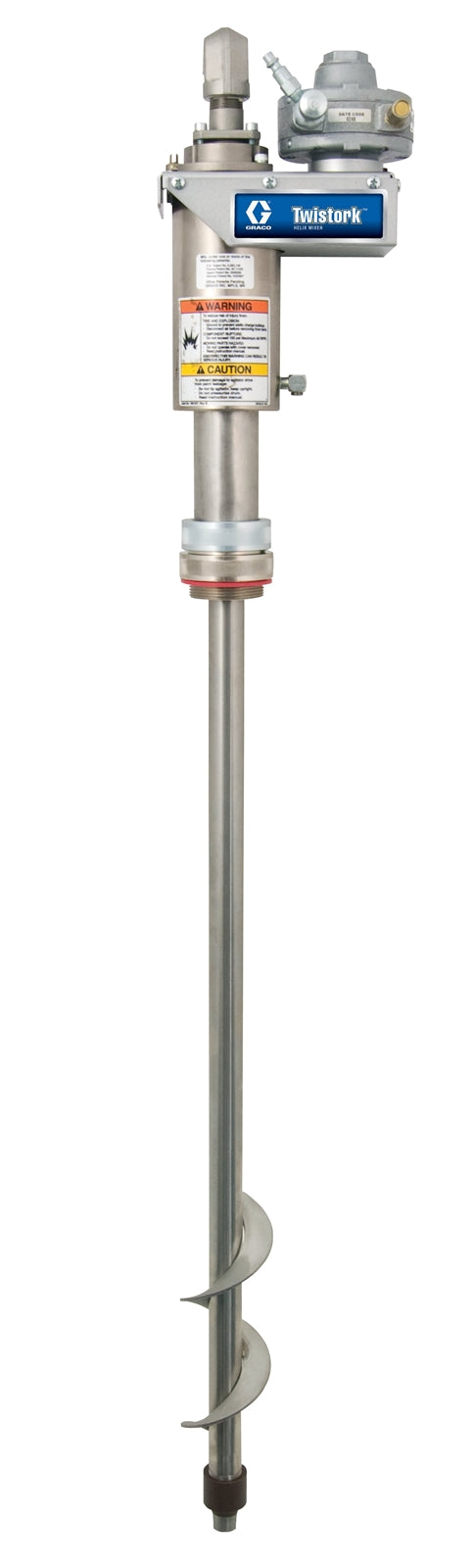 GRACO Twistork Drum Agitator, Siphon, Air, 3/4 HP, 47.5 in long, 304 SST, Adjustable Depth for 31.5-35.5 in Drums (Part No. 236629)