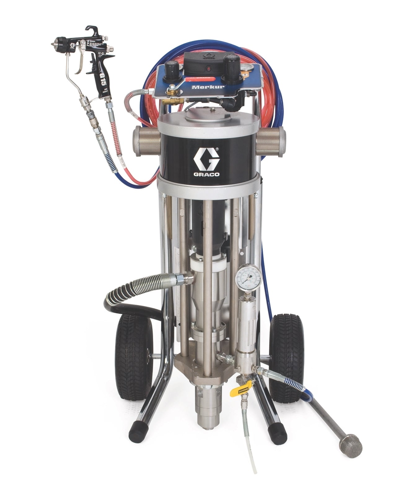 GRACO Merkur Bellows 15:1 Ratio Air-Assisted Airless Package with U-Cup Seal, Cart Mount, Fluid Filter, Hoses, PerformAA 15 Spray Gun (Part No. G15B73)