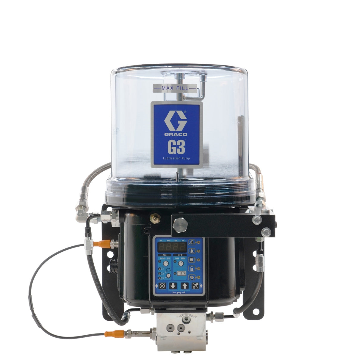 GRACO G3® Max Grease Pump for Dual-Line Lubrication Systems, 24 VDC, 4 Liter, Low Level with Controller, 1 Sensor, CPC, 3 Pump Elements (Part No. 2002240)
