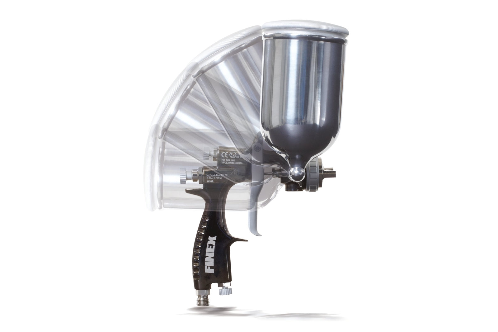 GRACO Finex Air Spray Gravity Feed Side Cup Gun, Conventional, 0.039 in (1.0 mm) Needle/Nozzle Size (Part No. 24J601)