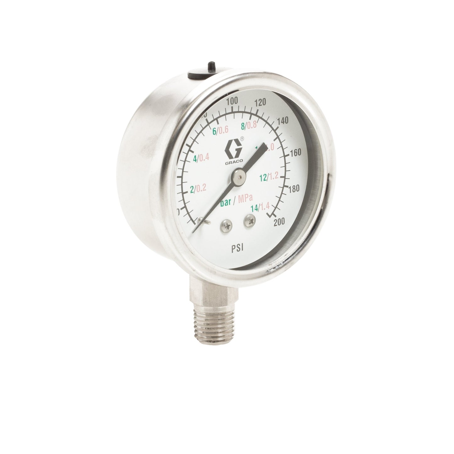 GRACO Stainless Steel Low Pressure Fluid Gauge, 0-300 psi (0-21 bar) (Part No. 187876)