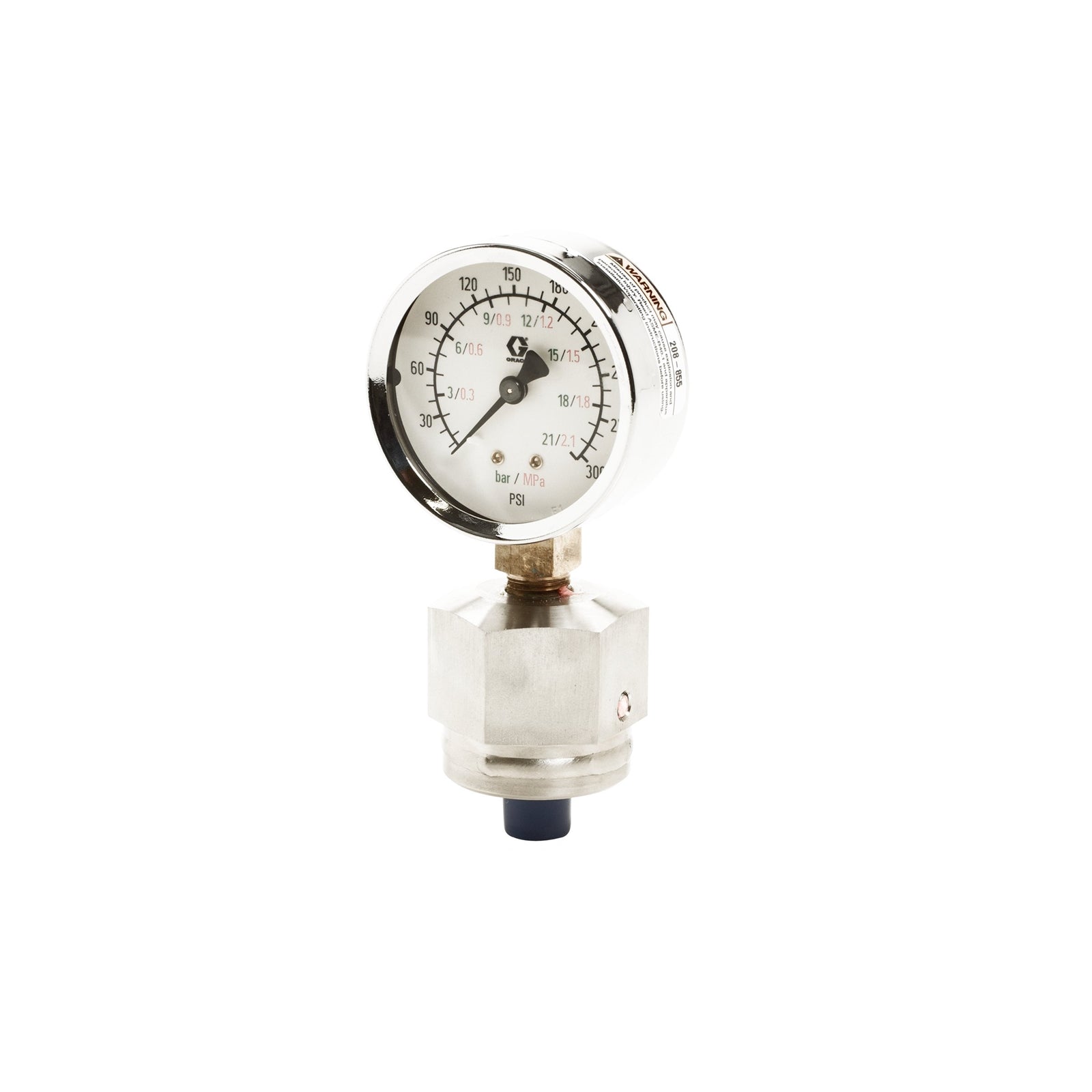 GRACO Stainless Steel Fluid Gauge with Dampener, 0-300 psi (0-21 bar) (Part No. 208855)