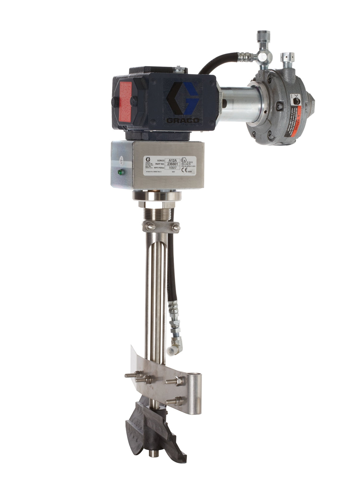GRACO 10 Gallon (38 L) Heavy Duty Pressure Tank Agitator, Air Driven, 1/2 HP, 15 inches (38 cm) in Length, Gear Reduced (Part No. 236662)