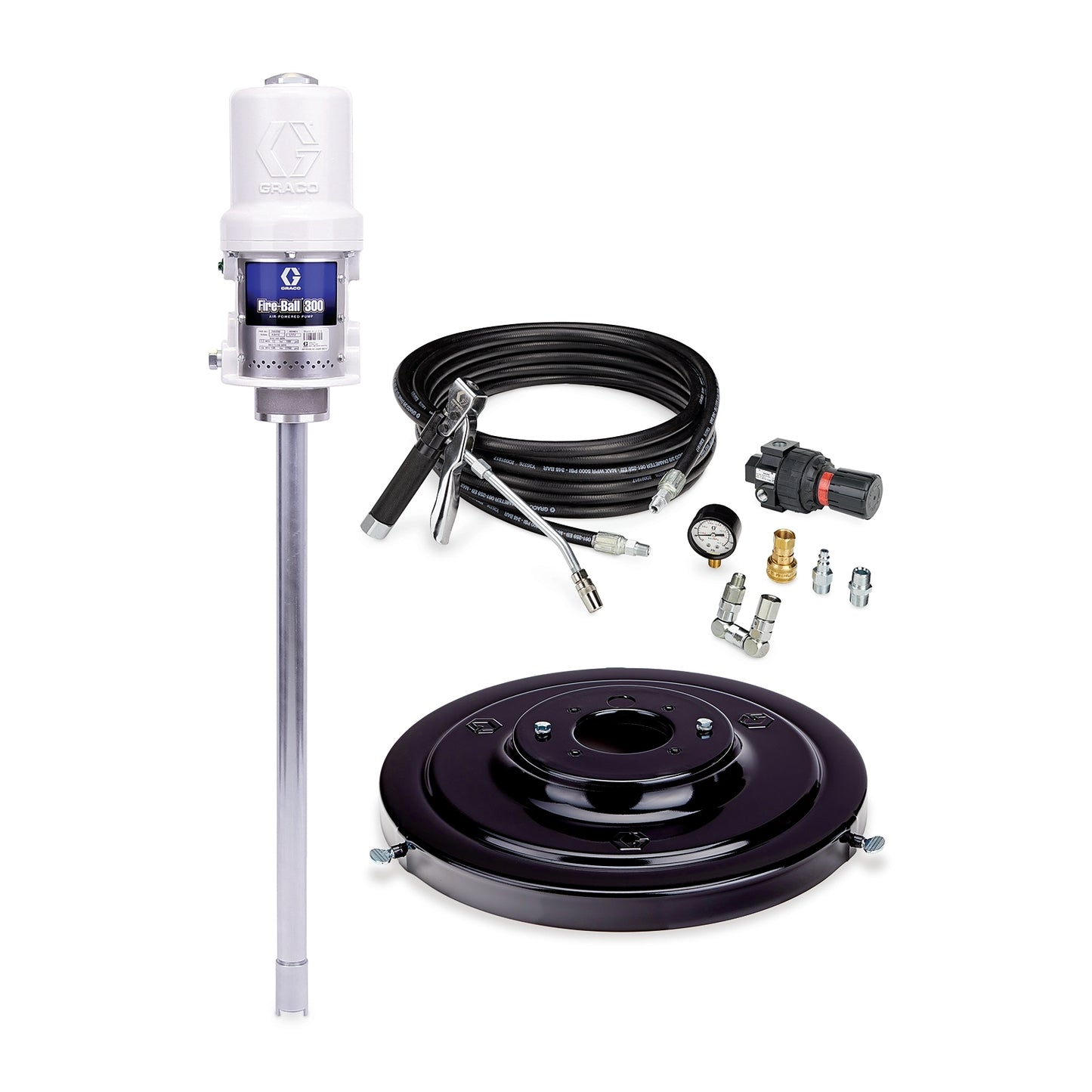 GRACO Fire-Ball® 300 Series 15:1 120 lb. (54 kg) Grease Pump - Stationary Pail Dispenser Package (Part No. 220170)