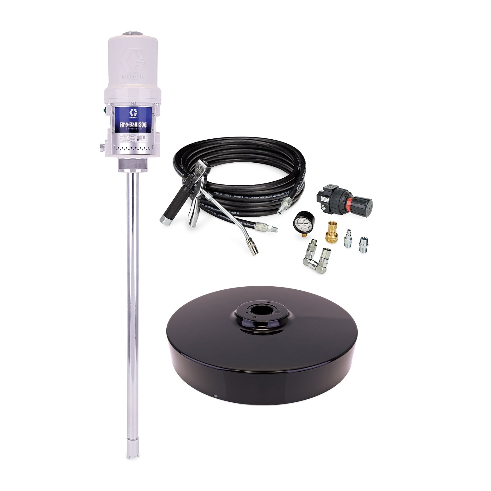 GRACO Fire-Ball® 300 Series 15:1 400 lb. (181 kg) Grease Pump - Stationary Pail Dispenser Package (Part No. 220171)