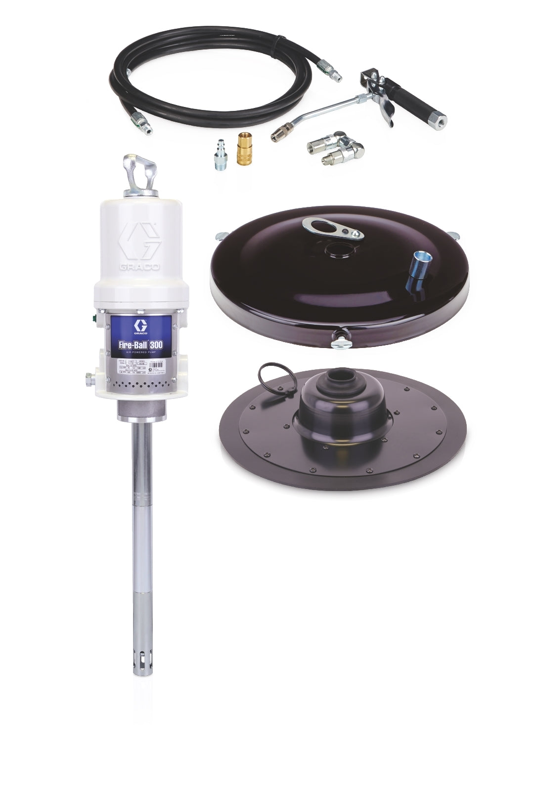 GRACO Fire-Ball® 300 Series 50:1 25 to 50 lb. (11.3 to 23 kg) Grease Pump - Portable Pail Dispenser Package (Part No. 222069)