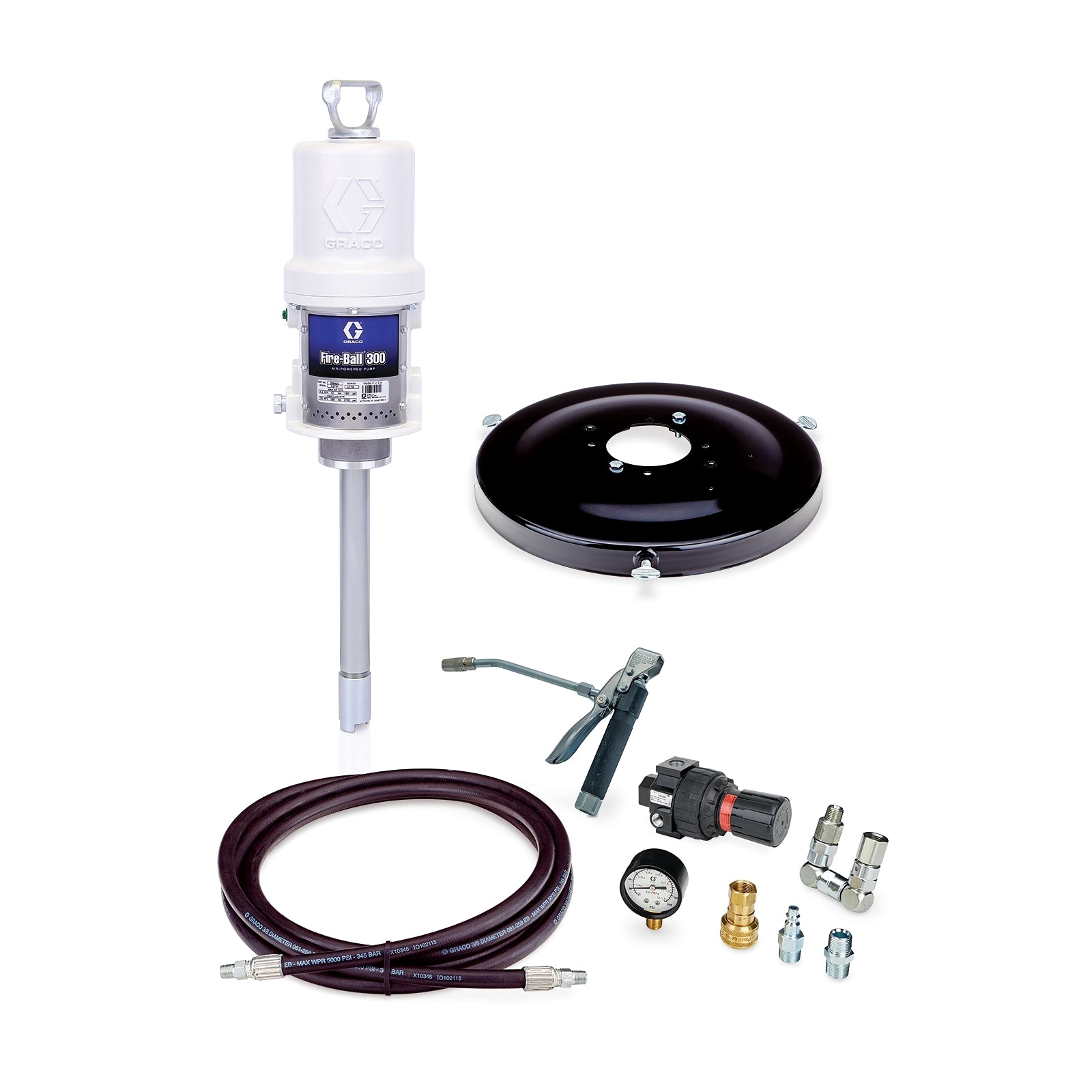 GRACO Fire-Ball® 300 Series 15:1 Grease Pump Package - Stationary Pail Dispenser (Part No. 222078)