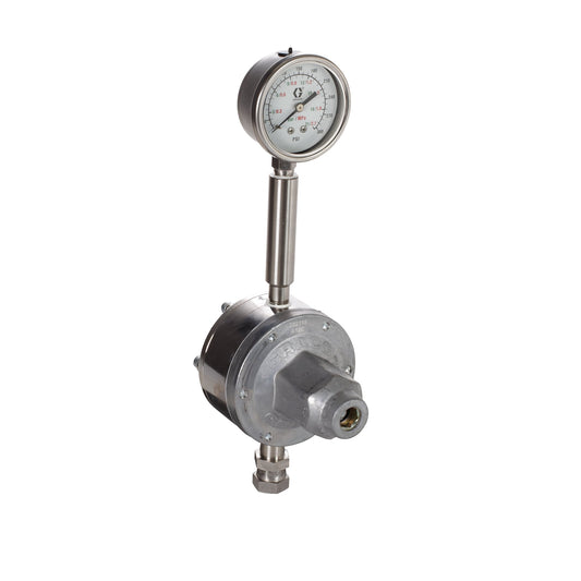 GRACO High Pressure Fluid Regulator, 3000 Max psi, 200-1000 psi Range, 3.5 GP (m), SST, Spring Type, 3/8 (f) x 1/4 (f), 1/4 (f) Port (Part No. 217576)