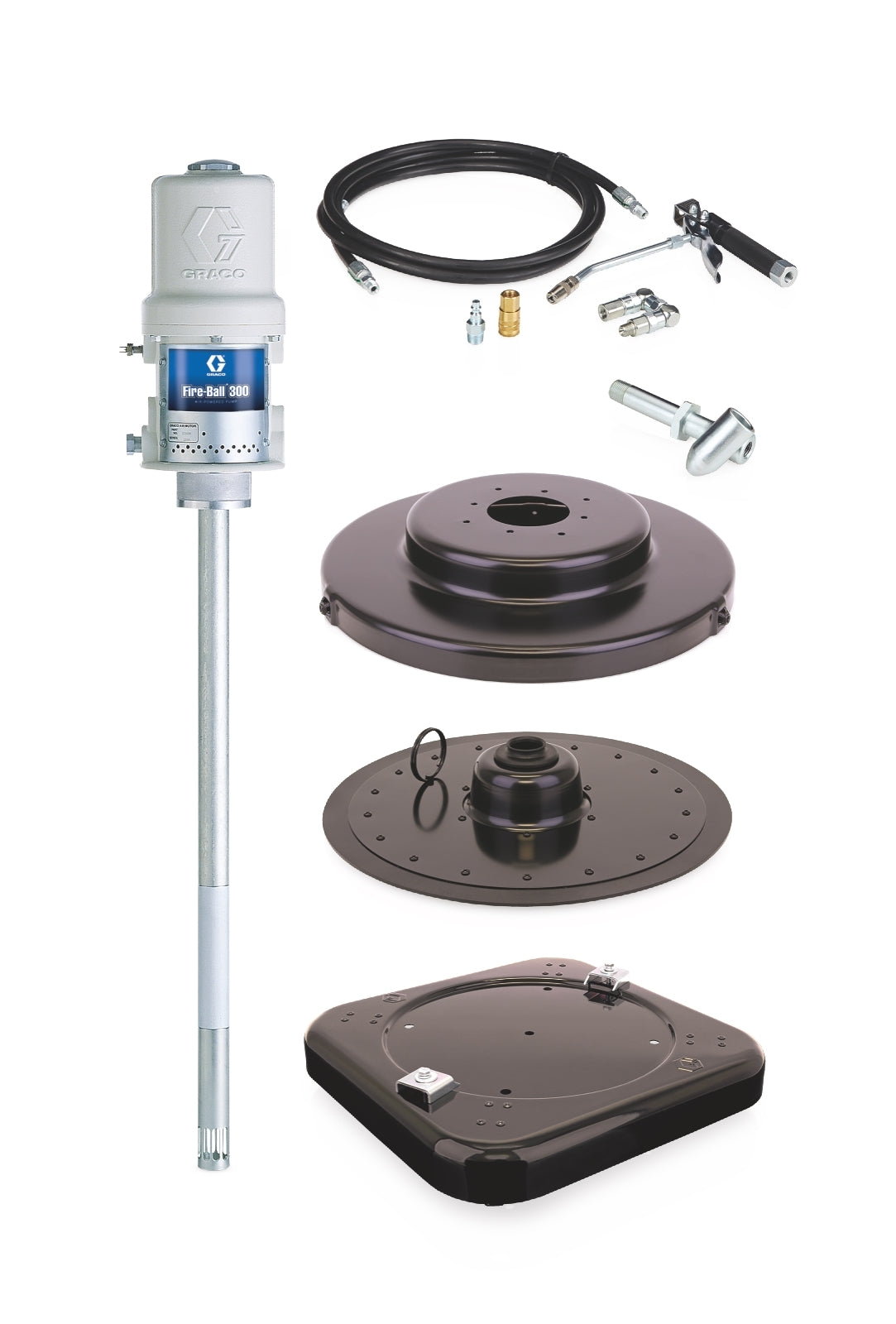 GRACO Fire-Ball® 300 Series 50:1 120 lb. (54 kg) Grease Pump Portable Package with Caster Base (Part No. 225006)