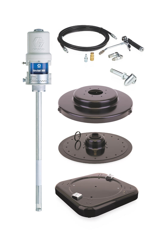 GRACO Fire-Ball® 300 Series 50:1 120 lb. (54 kg) Grease Pump Portable Package with Caster Base (Part No. 225006)