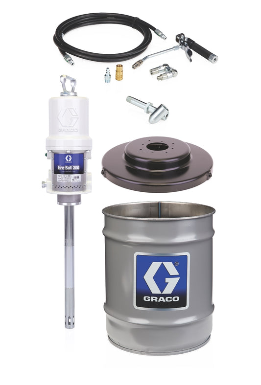 GRACO Fire-Ball® 300 Series 50:1 35 to 50 lb. (16 to 23 kg) Grease Pump - Stationary Pail Dispenser Package (Part No. 225827)