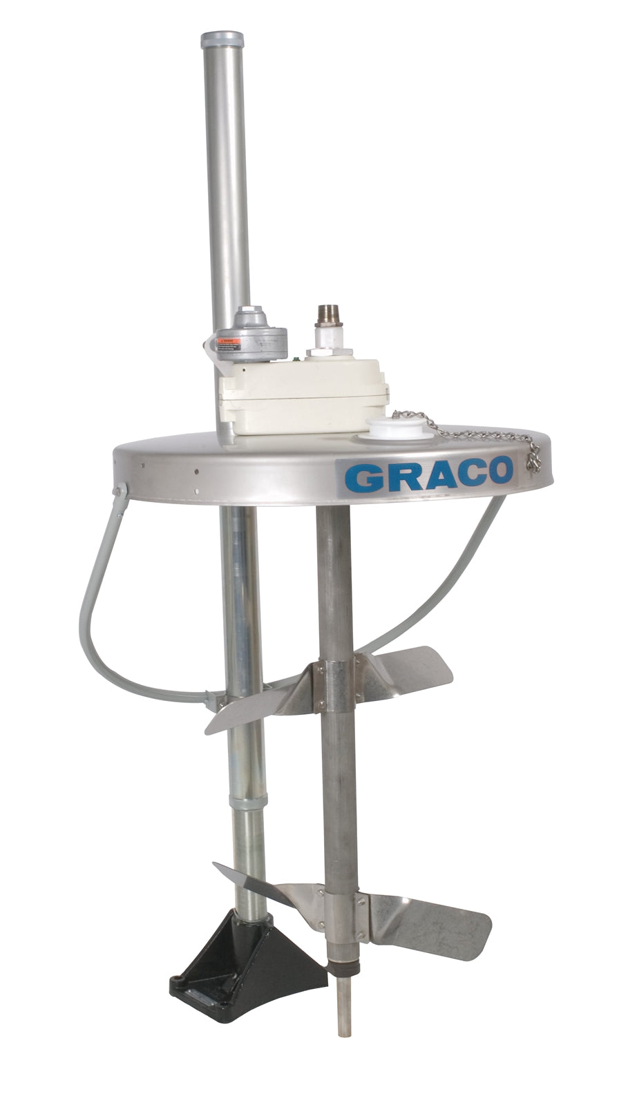 GRACO Heavy Duty Back-Geared Drum Agitator with Elevator and Drum Cover, Air Driven, 1/2 HP, 32 inches (81.25 cm) long (Part No. 231413)
