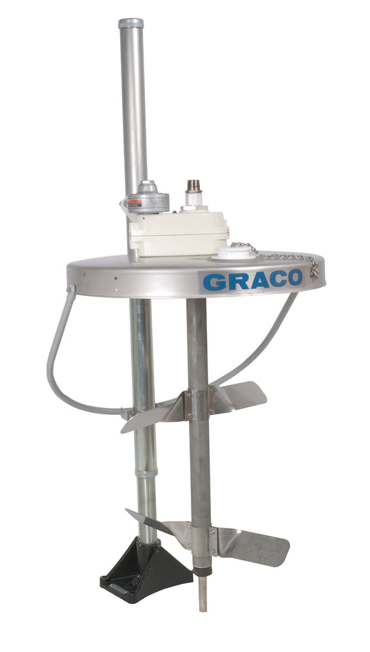 GRACO Heavy Duty Back-Geared Drum Agitator with Elevator and Drum Cover, Air Driven, 1/2 HP, 32 inches (81.25 cm) long (Part No. 231413)