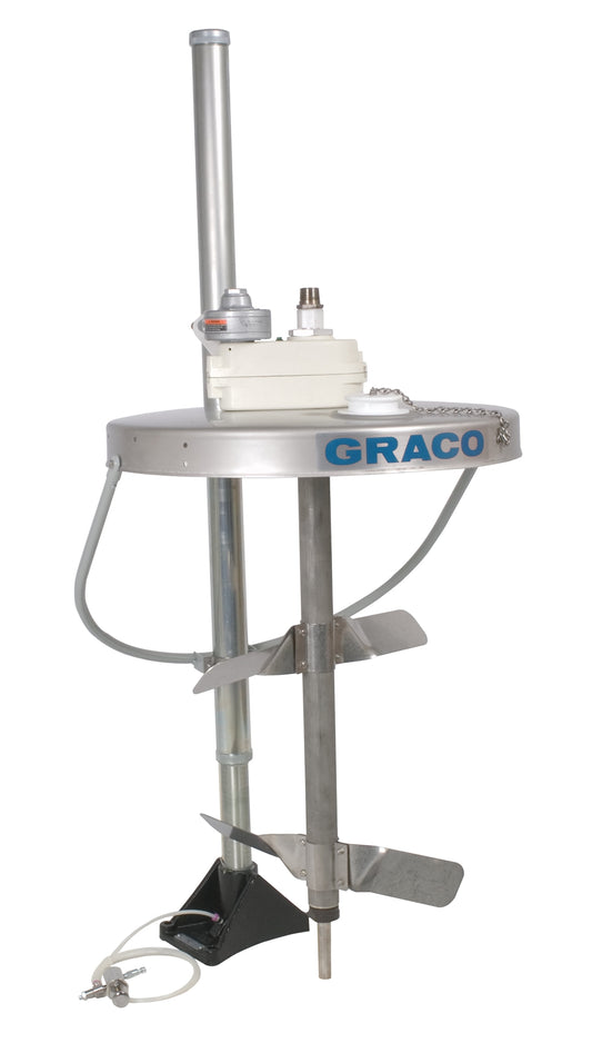GRACO Heavy Duty Back-Geared Drum Agitator with Elevator, Drum Cover and Siphon Kit, Air Driven, 1/2 HP, 32 inches (81.25 cm) long (Part No. 231414)