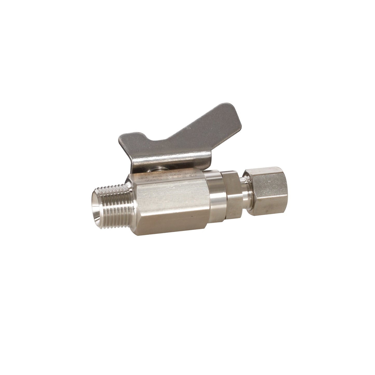 GRACO Low Pressure Ball Valve compatible with stainless steel, catalyst and waterborne materials, 3/8 in. OD Tube x 3/8 in. npt(m) (Part No. 237538)