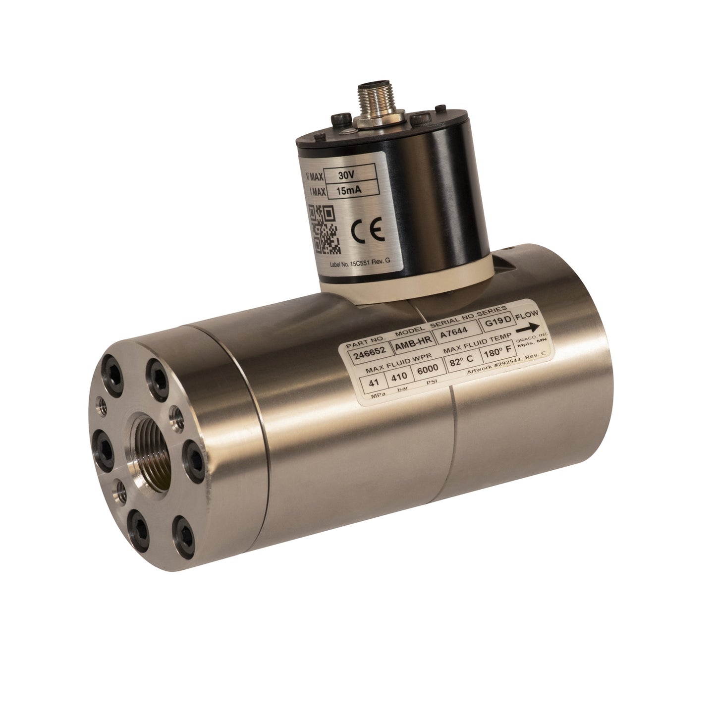 GRACO High Resolution Helical Gear Flow Meter (14.2 cm Height, 15.5 cm Length) (Part No. 246652)