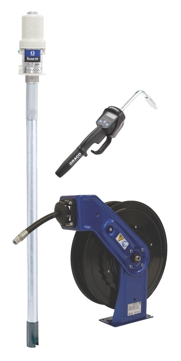 GRACO Mini Fire-Ball® 225 3:1 1/2 in. x 50 ft. (12.7 mm x 15.2 m) Manual Hose Reel Package for Oil (Part No. 248623)