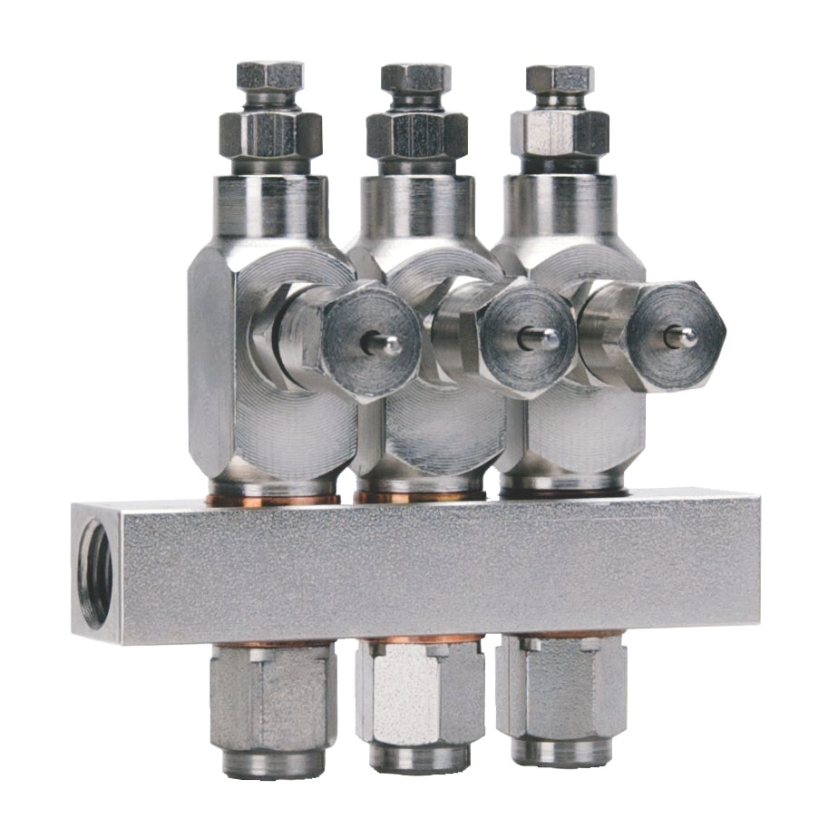 GRACO 2.4E+244 GL-43 Carbon Steel Oil 3-Injector Manifold, 1/4 NPT (Part No. 2.4E+244)