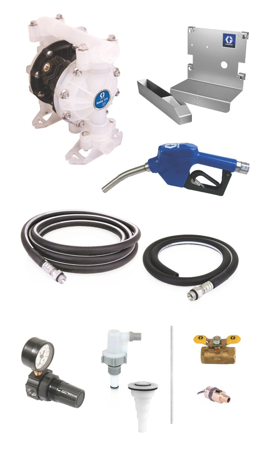 GRACO SD™ Blue Pump Tote Package - 6 ft (1.83 m) Suction Hose Length - Automatic Nozzle - 3/4 in. BSPP Fittings (Part No. 24F878)