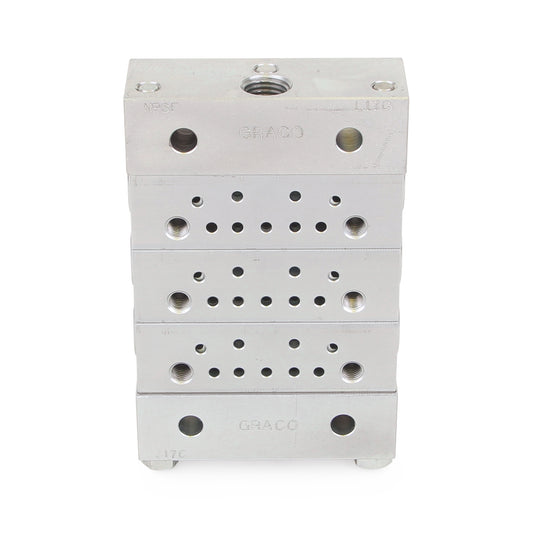 GRACO Trabon® MSP Stainless Steel Divider Valve - 3 Section Base Plate Assembly, BSPP (Part No. 24N388)