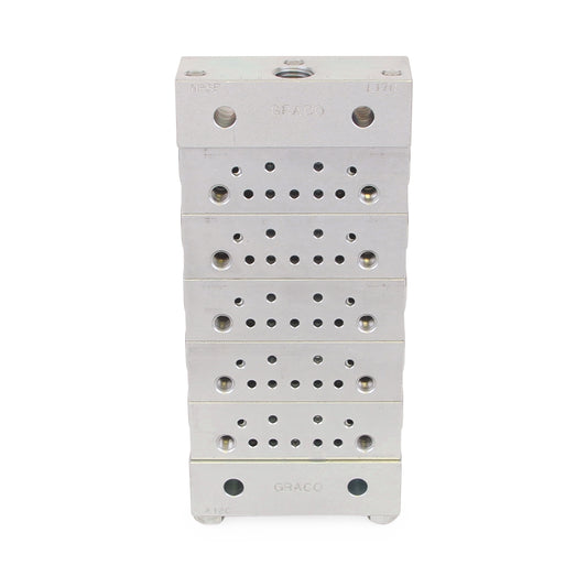 GRACO Trabon® MSP Stainless Steel Divider Valve – 5 Section Base Plate Assembly, BSPP (Part No. 24N390)