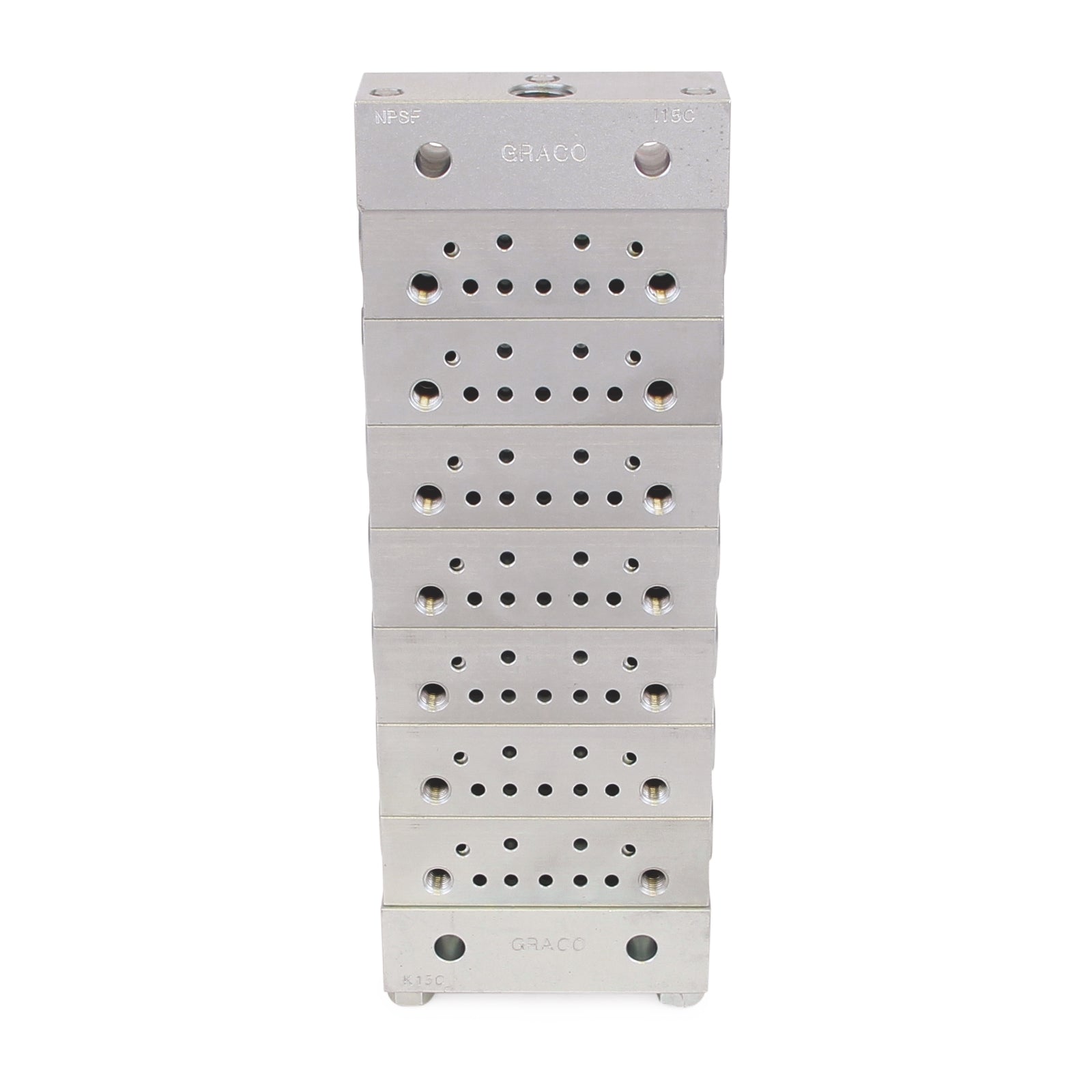 GRACO Trabon® MSP Stainless Steel Divider Valve - 7 Section Base Plate Assembly, NPSF (Part No. 24N386)