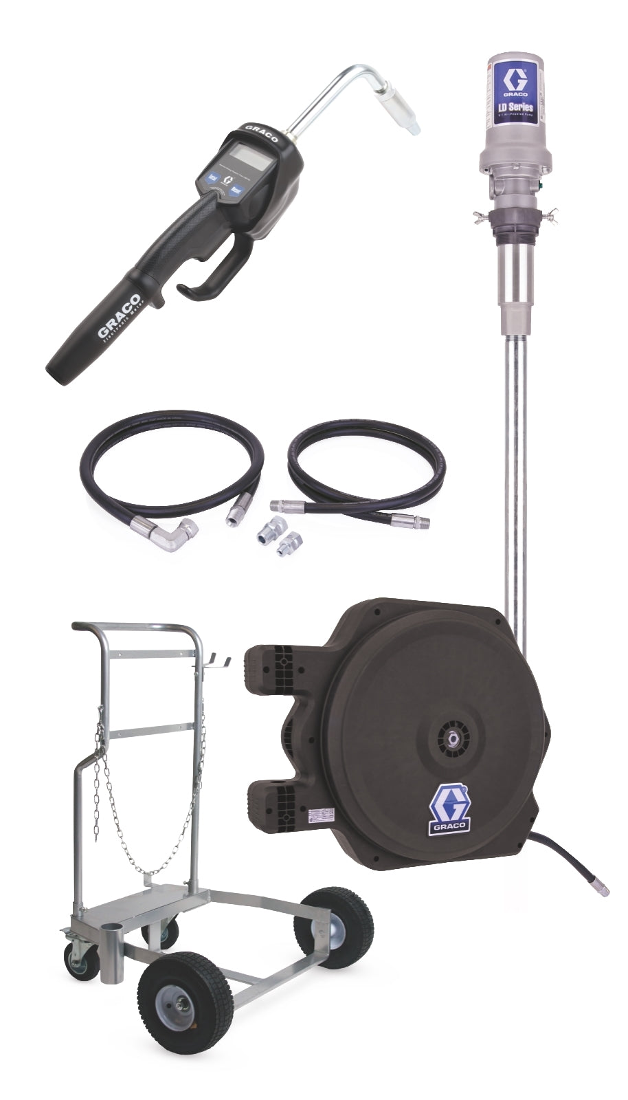 GRACO LD Series 5:1 200 Liter Mobile Oil Pump Package - Manual Meter Type (Part No. 24H916)