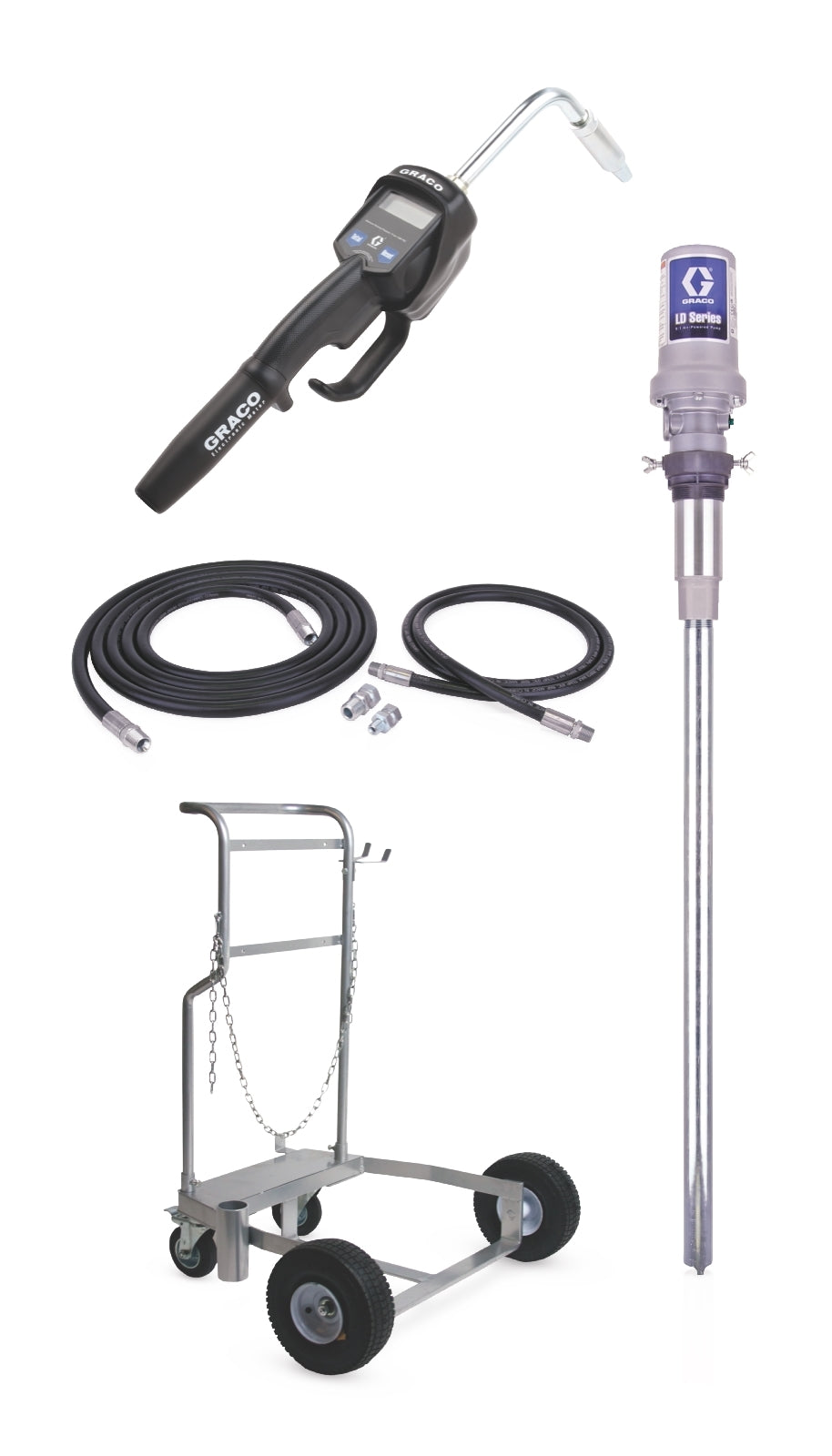 GRACO LD Series 5:1 55 Gallon (200 Liter) Barrel Mobile Oil Pump Package - Manual Meter (Part No. 24H940)