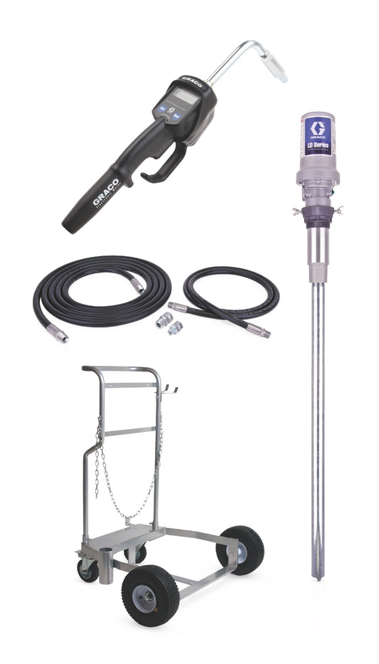 GRACO LD Series 5:1 55 Gallon (200 Liter) Barrel Mobile Oil Pump Package - Manual Meter (Part No. 24H940)