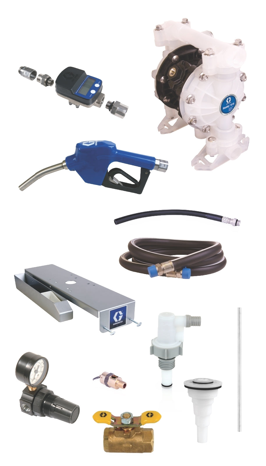 GRACO SD™ Blue Pump Drum Package - 2 ft (0.61 m) Suction Hose Length - Automatic Nozzle - 3/4 in. BSPP Fittings (Part No. 24M499)