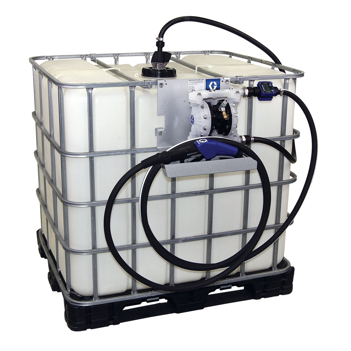GRACO SD™ Blue Pump Tote Package - 5 ft (1.5 m) Suction Hose Length - Automatic Nozzle - SST Clamp Fittings (Part No. 24V677)