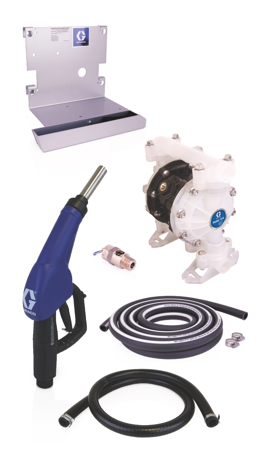 GRACO SD™ Blue Pump Tote Package - 5 ft (1.5 m) Suction Hose Length - Automatic Nozzle - SST Clamp Fittings (Part No. 24V678)