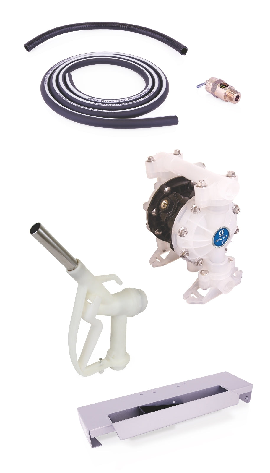 GRACO SD™ Blue Pump Drum Package – 2 ft (0.61 m) Suction Hose Length – Manual Nozzle – SST Clamp Fittings (Part No. 24V679)