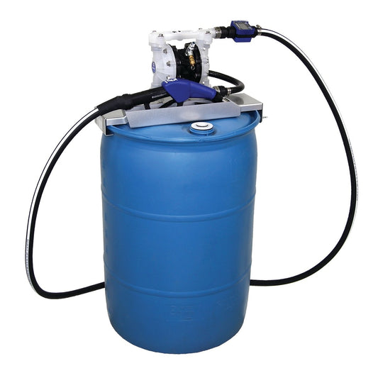 GRACO SD™ Blue Pump Drum Package - 2 ft (0.61 m) Suction Hose Length - Automatic Nozzle - SST Clamp Fittings (Part No. 24V686)