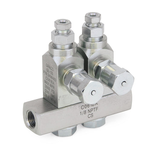 GRACO GL-33™ Grease Injector, Stainless Steel, 2 Injector Manifold, 1/8 NPT x 1/8 (Part No. 24W602)