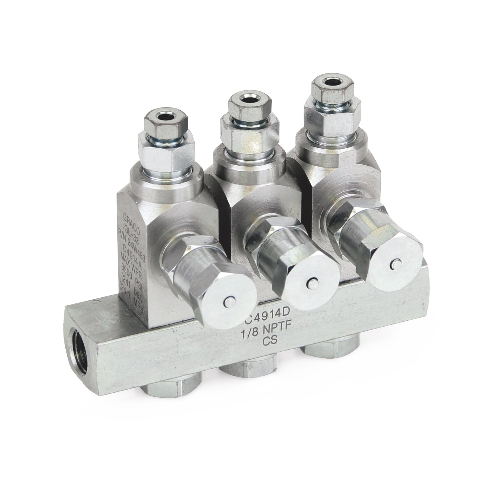 GRACO GL-33™ Grease Injector, Carbon Steel, 3 Injector Manifold, 1/8 NPT (Part No. 24W403)