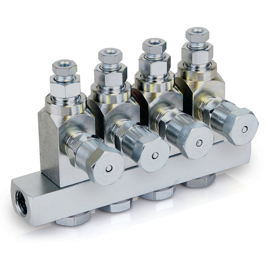GRACO 2.4E+245 GL-43 Carbon Steel Oil 4-Injector Manifold, 1/4 NPT (Part No. 2.4E+245)