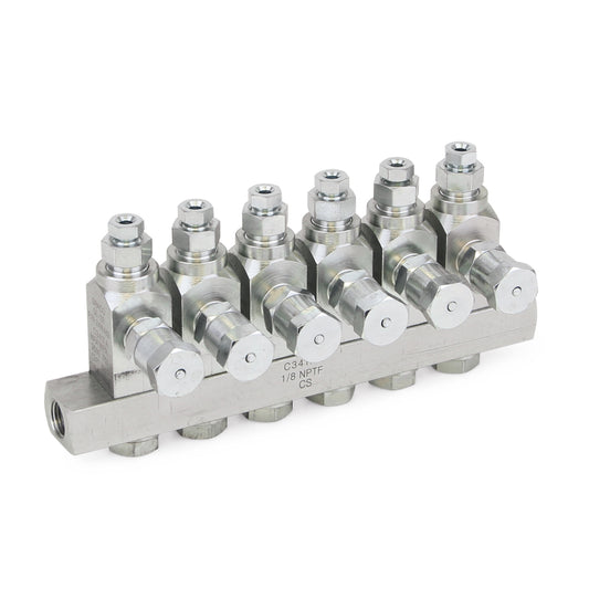 GRACO GL-33™ Grease Injector, Stainless Steel, 6 Injector Manifold, 1/8 NPT x 1/8 (Part No. 24W605)