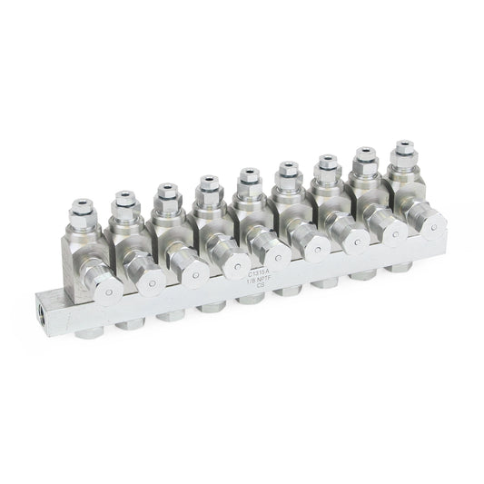 GRACO GL-33™ Grease Injector, Carbon Steel, 9 Injector Manifold, 1/8 NPT (Part No. 24W406)