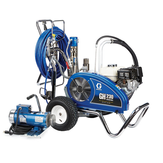 GRACO GH 230 Convertible ProContractor Series Gas Hydraulic Airless Sprayer with Electric Motor Kit (Part No. 24W933)