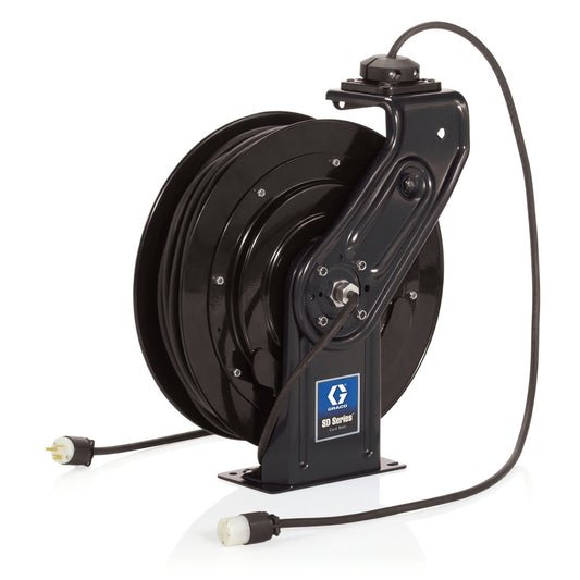 GRACO SD™ 5 Series 120 Volt Cord Reel - Single Industrial Receptacle - 50 ft (15 m), 12 AWG, 20 Amp Cord - Black (Part No. 24Y863)
