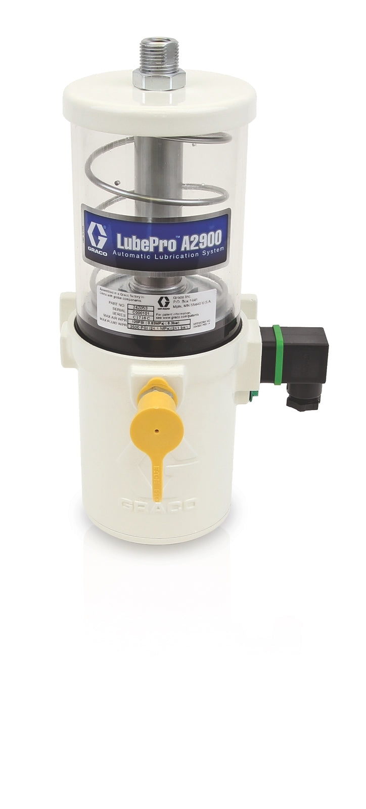 GRACO LubePro™ A2900 Vertical Grease Pumps, 1 lb. (0.45 kg) Reservoir, Normally Open, Low Level - NPT (Part No. 24Z052)