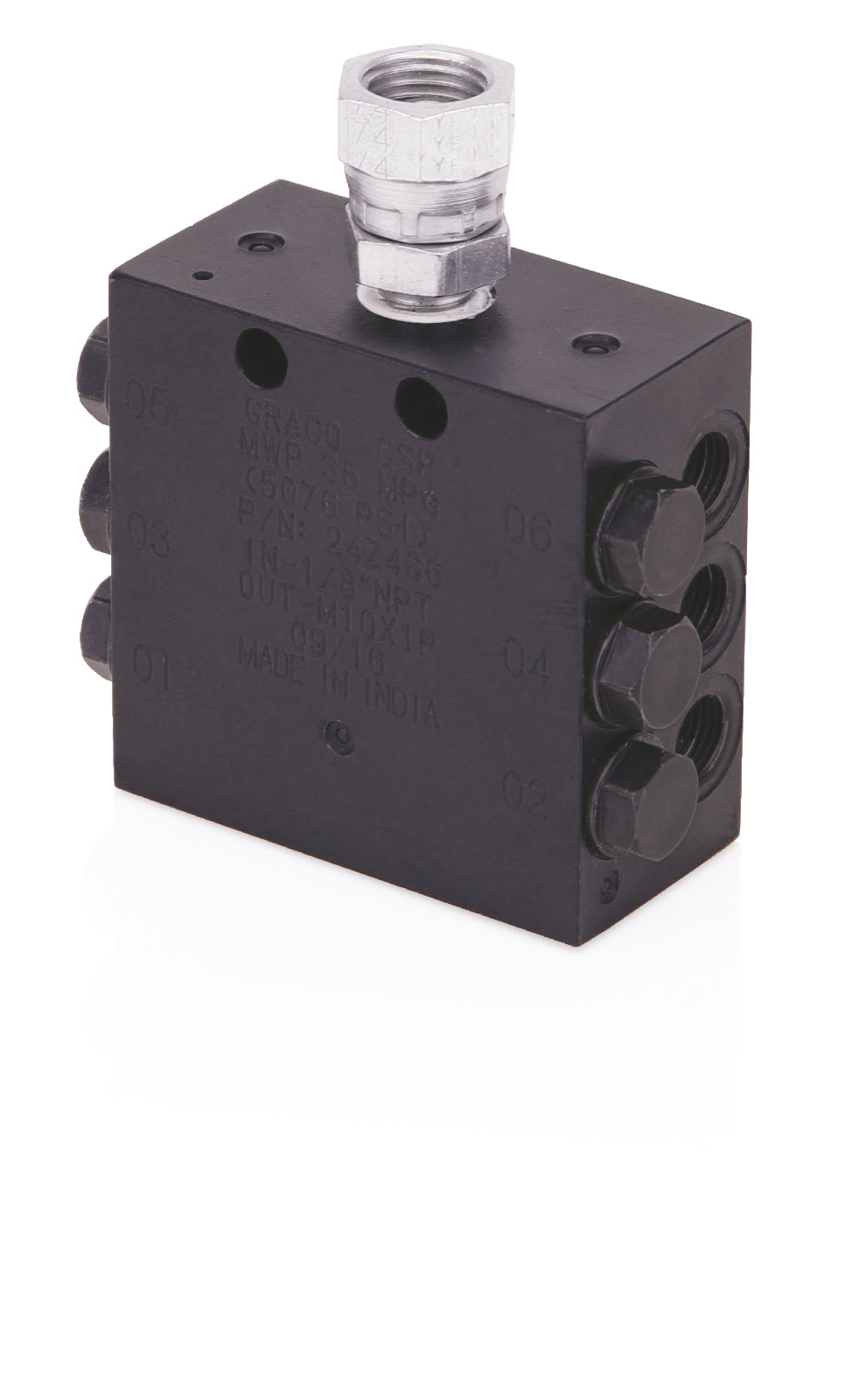GRACO CSP Divider Valve, 1/8 inch BSPP, 12 Outlets, Indicator Included (Part No. 24Z498)