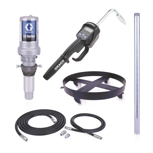 GRACO 25C550 LD Series 3:1 Mobile 55 Gallon Oil Pump Package - Manual Meter, Rigid Extension, NPT
